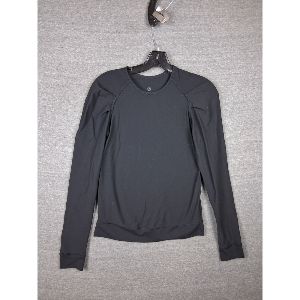 Lululemon Womens Shirt Small Black Lab City Pullover Stretch‎ Sculpt Shoulders